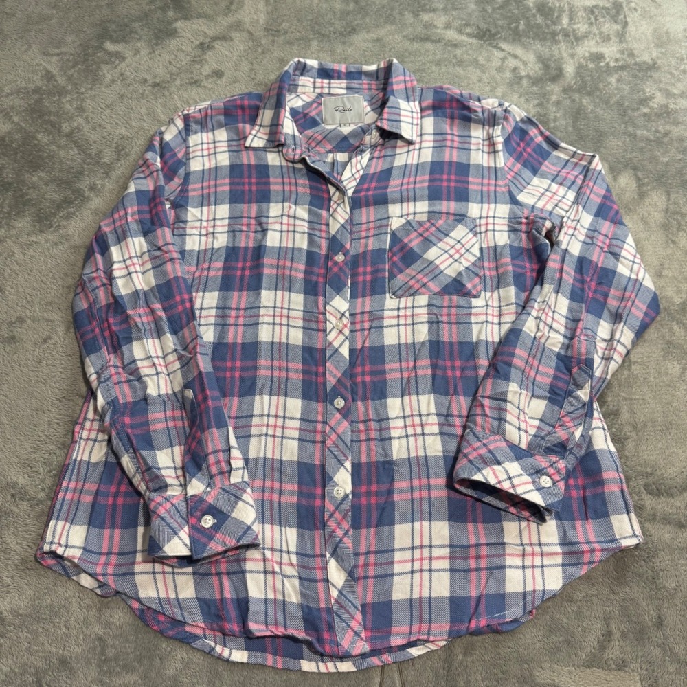 Rails Hunter Watermelon Coast White Plaid Rayon Button Down Shirt Medium